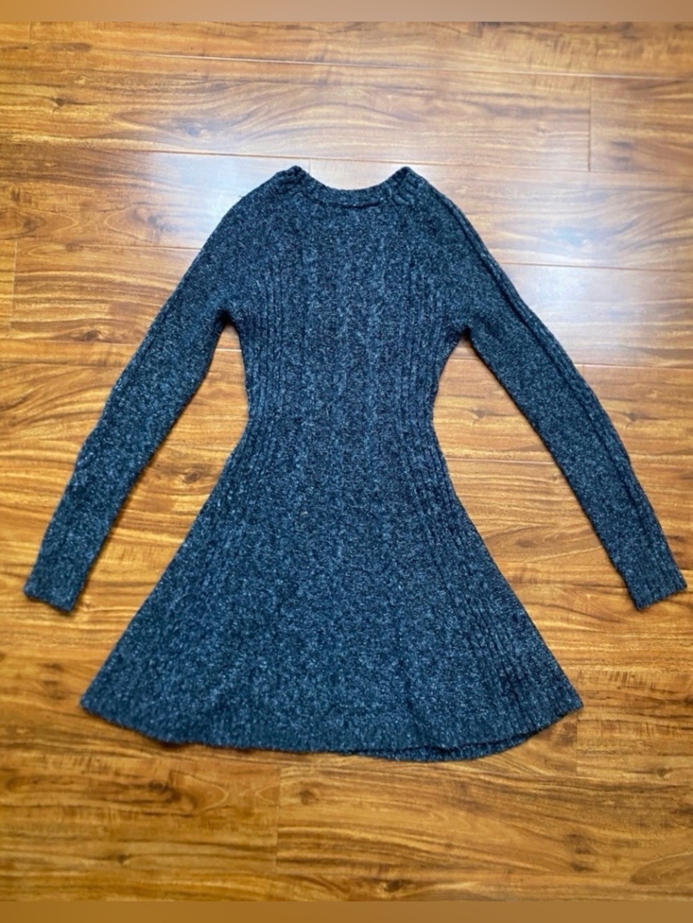Hollister Juniors Gray Cotton Mix Long Sleeve Skater Sweater Dress Size XS Girly